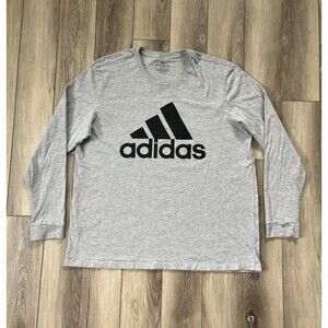 Adidas Gray Long Sleeve Amplifier Logo Tee Mens Sz XL Cotton Blend